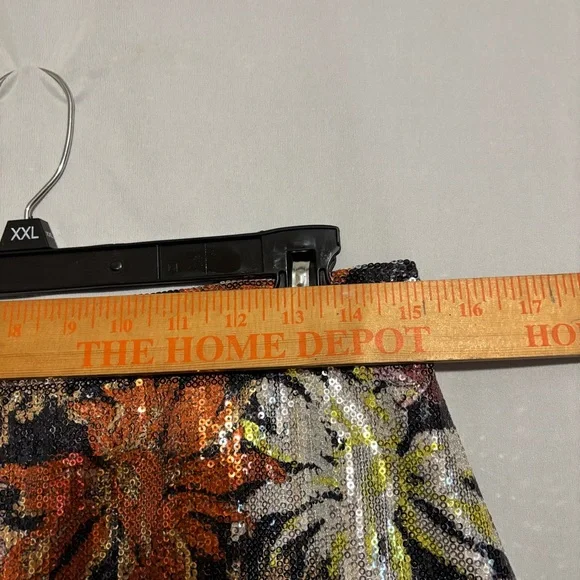 ZARA Basic size L Floral Sequin Multicolor Lined Mini Skirt - Picture 4 of 9